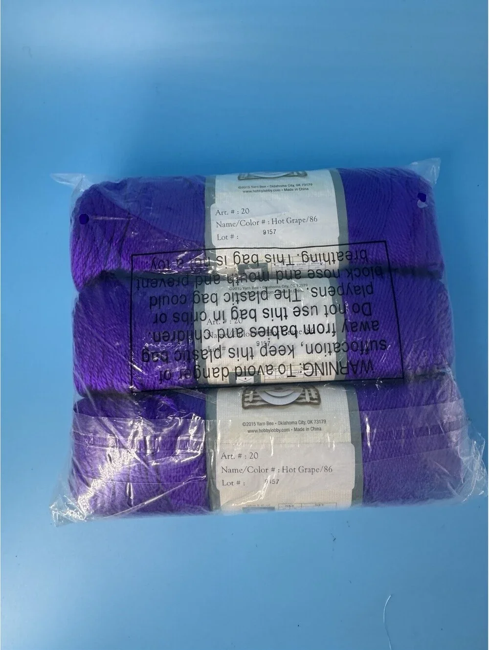 Yarn Bee Soft Secret Lot of 3 Skeins Hot Grape #86 Same Dye Lot 9157 NEW 300 Yds